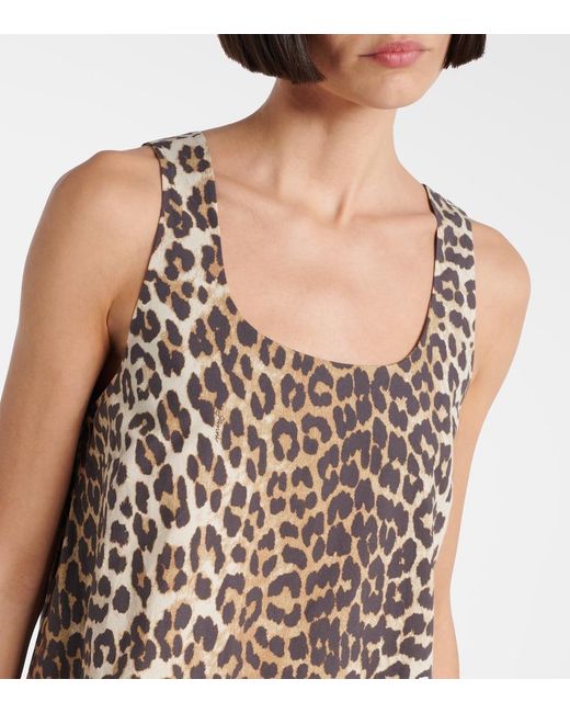 Ganni White Dress With Animal Print