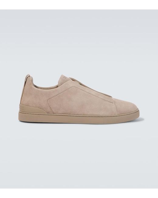 Slip-On Triple Stitch di Zegna in Natural da Uomo