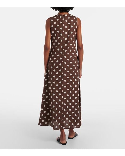 Asceno Brown Tallin Linen And Cotton Maxi Dress