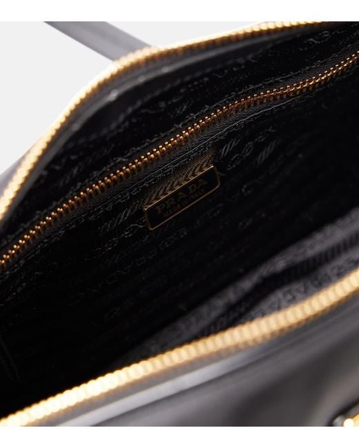 Prada Black Re-Nylon Medium Leather Tote Bag