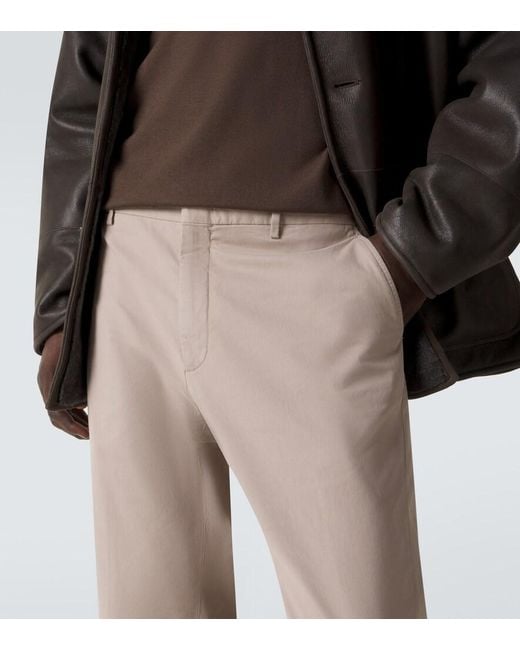 Zegna Natural Cotton-Blend Straight Pants for men