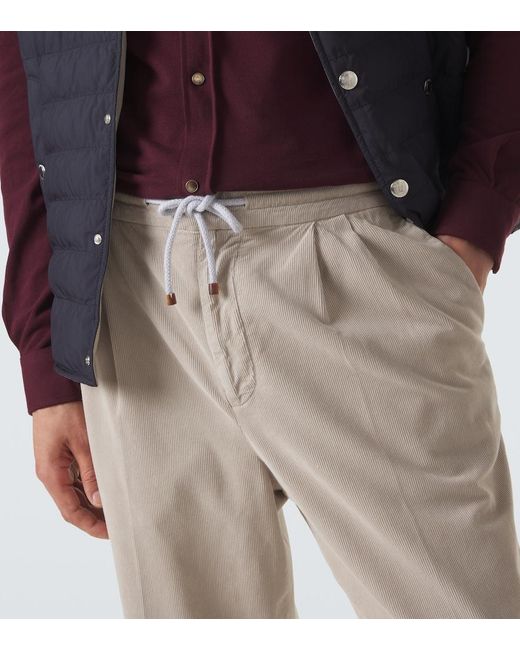 Brunello Cucinelli Natural Cotton Corduroy Tapered Pants for men