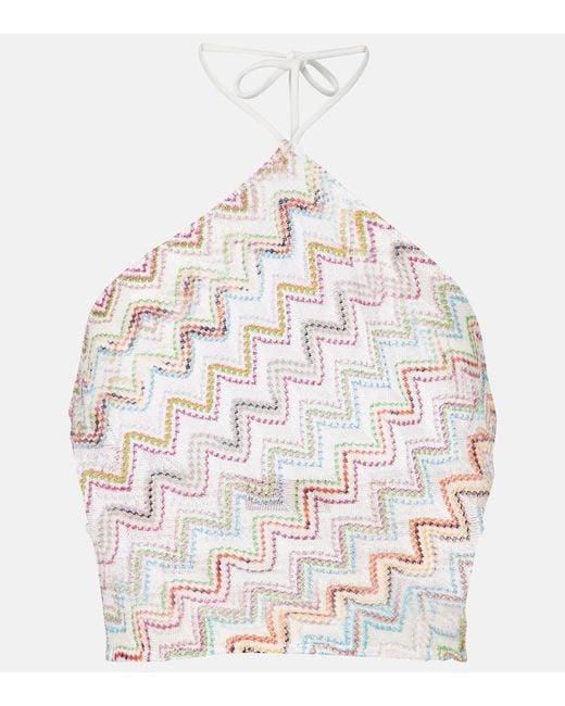 Missoni White Zigzag Lame Top