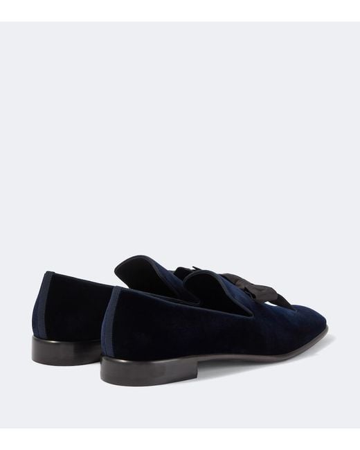 Christian Louboutin Black December First Bow-Detail Velvet Loafers for men