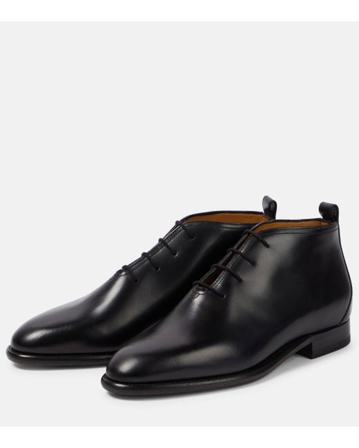 The Row Black Grant Leather Lace-up Boots