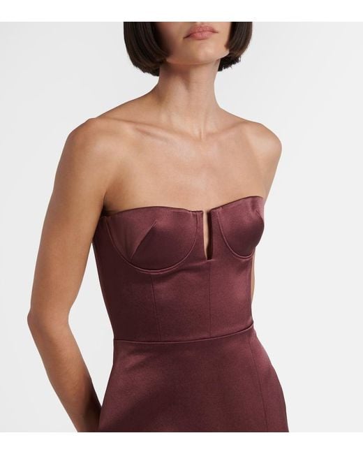 Alex Perry Purple Crepe Satin Bustier Gown