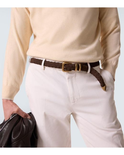 Brunello Cucinelli Brown Braided Suede Belt for men
