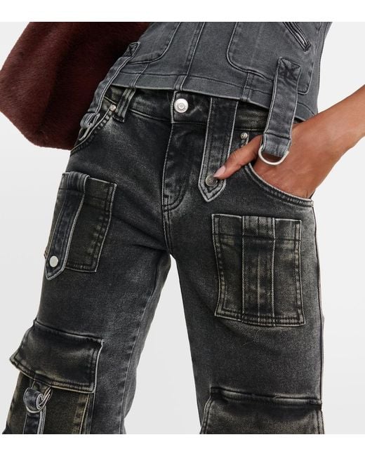 Blumarine Black Low-Rise Denim Cargo Pants