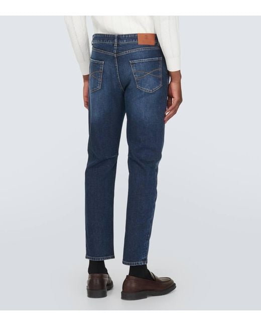 Jeans slim di Brunello Cucinelli in Blue da Uomo