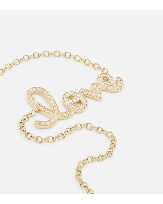 Collar Love de oro de 14 ct con diamantes Sydney Evan de color Metallic