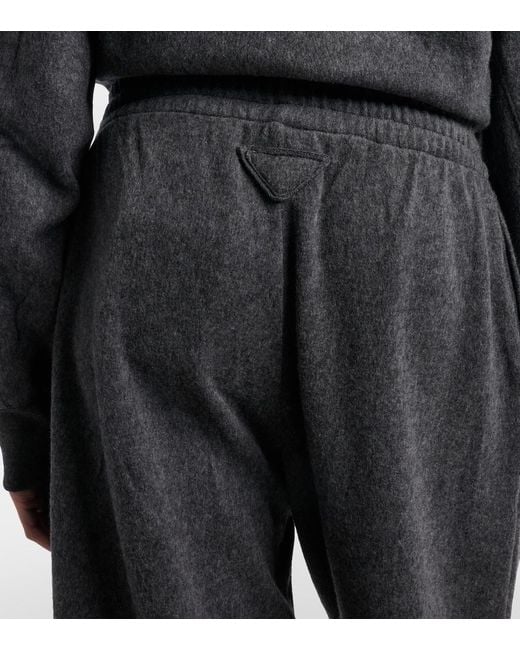 Prada Blue Wool And Cashmere Tapered Pants