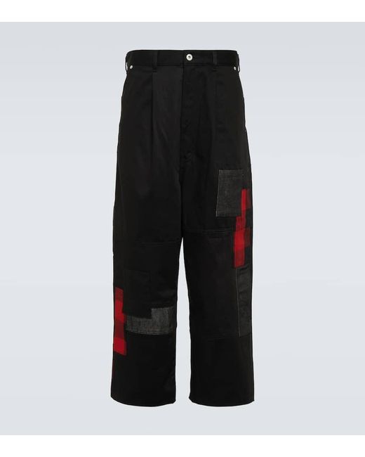 Pantaloni cropped in cotone patchwork di Comme des Garçons in Black da Uomo