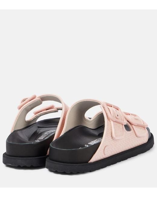 Birkenstock Pink Arizona Luxe Raffia Sandals