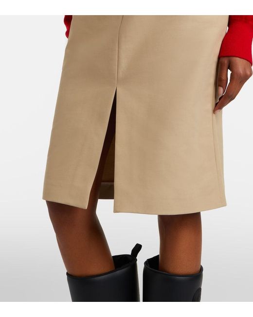 Moncler Natural Belted Cotton Pencil Skirt