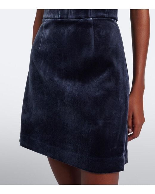 Rebecca Vallance Blue Charles Ruffled Velvet Minidress