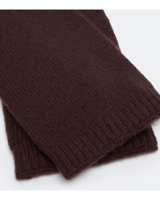 Nour Hammour Brown Cashmere And Wool Gloves