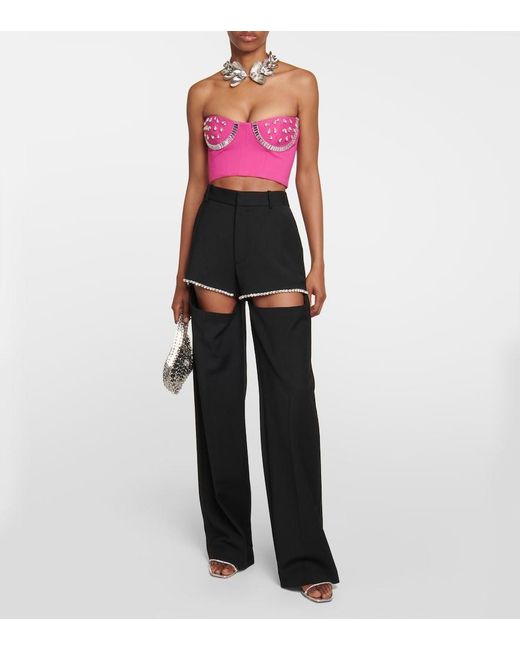 Area Pink Crystal-embellished Bustier Top