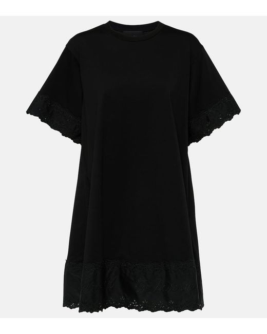 Vestido corto de jersey de algodon Simone Rocha de color Black