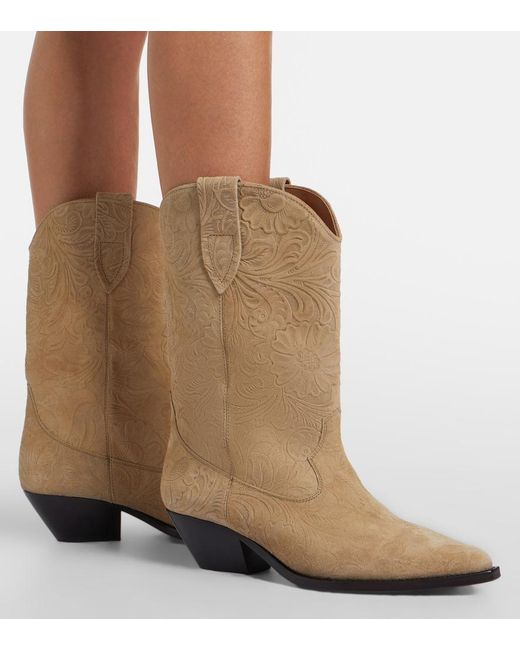 Isabel Marant Natural Duerto Suede Cowboy Boots