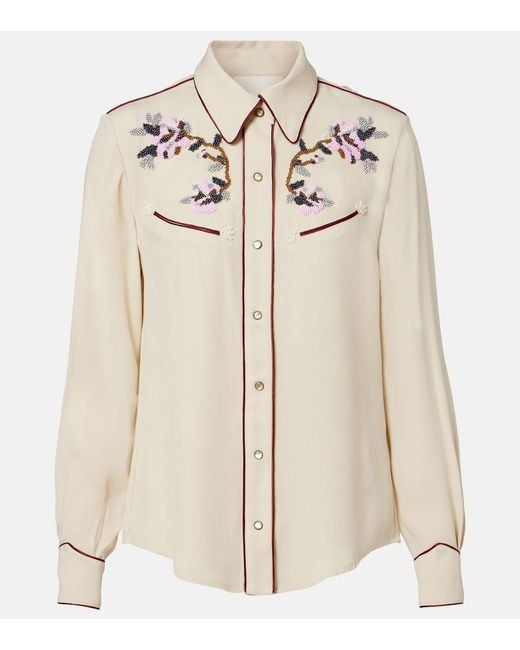 Isabel Marant Natural Yzea Beaded Cady Shirt