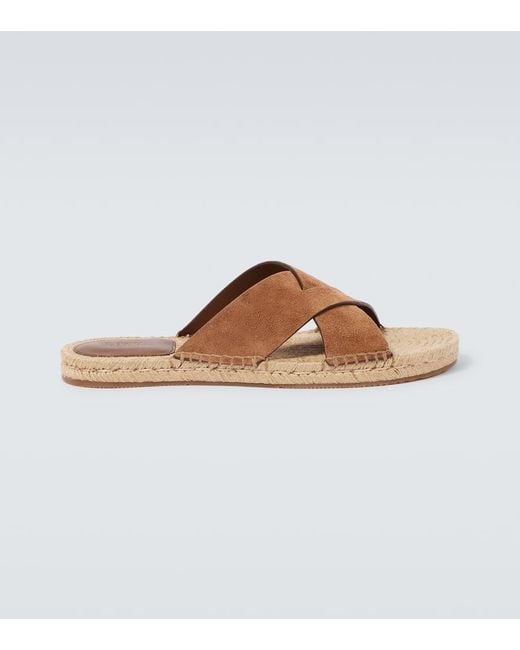 ZEGNA Suede Espadrille Sandals in Brown for Men Lyst