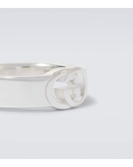 Gucci White Interlocking G Sterling Ring for men