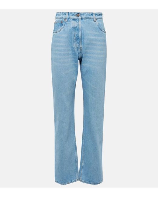 Jeans regular a vita alta di Prada in Blue