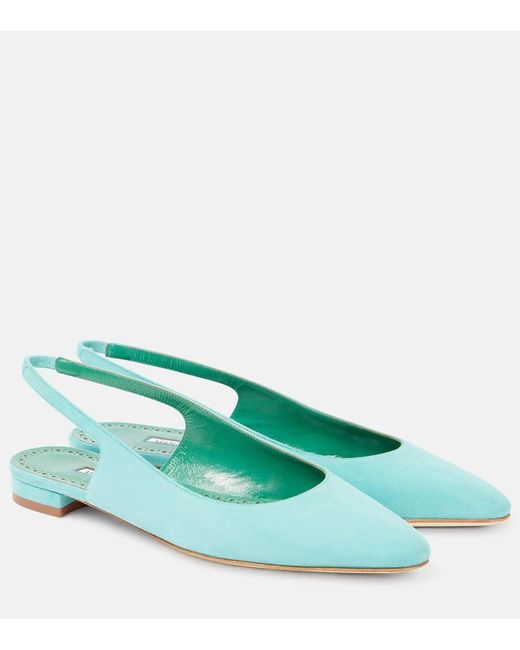 Ballerines Sawra 10 En Daim Manolo Blahnik en coloris Green