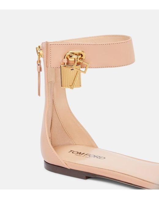 Tom Ford Natural Padlock Leather Sandals