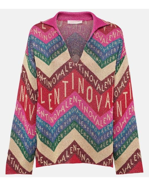 Valentino Red Logo Intarsia Sweater