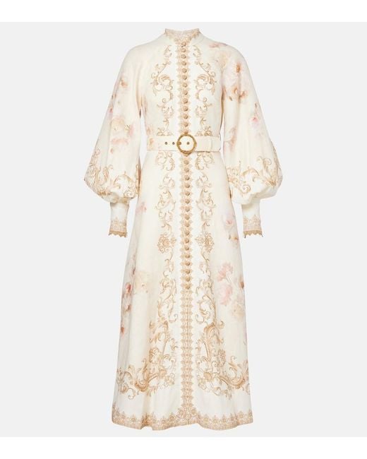 Zimmermann Natural Hemdblusenkleid Hypnotic Aus Leinen
