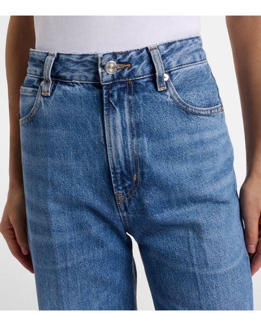 FRAME Blue Slice High-Rise Flared Jeans