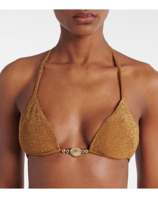 SAME Metallic Verziertes Bikini-Oberteil Shell