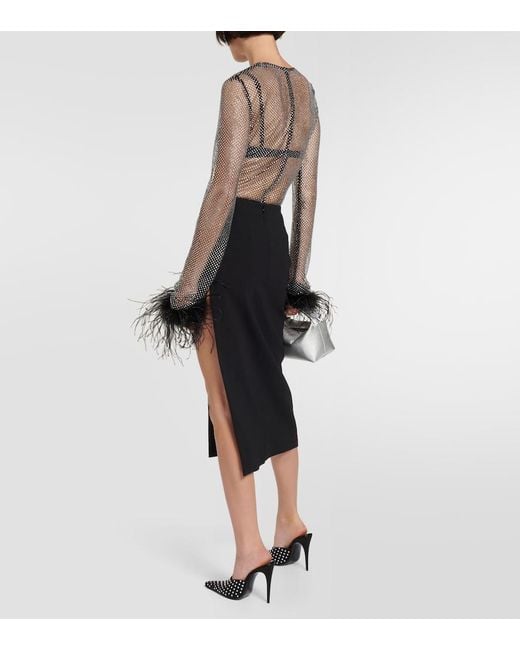 GIUSEPPE DI MORABITO Black Satin Cady Midi Skirt