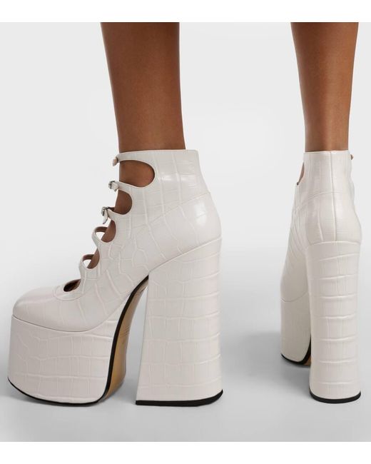 Marc Jacobs White Kiki 150 Leather Platform Ankle Boots