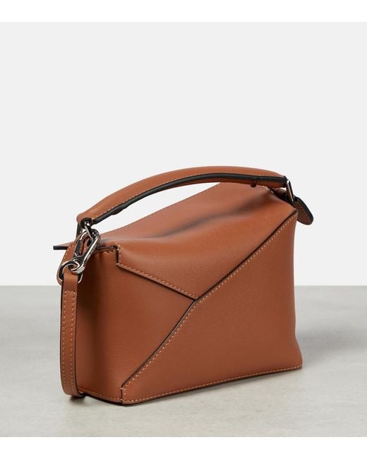 Loewe Brown Puzzle Edge Mini Leather Top-Handle Bag