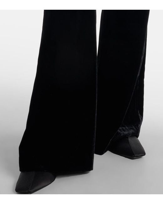 Nili Lotan Black Effy High-Rise Flared Velvet Pants