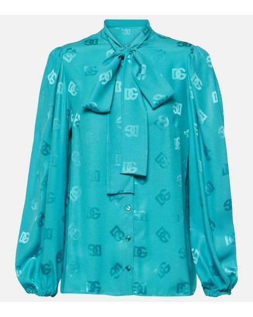 Blusa de seda con lazada y DG Dolce & Gabbana de color Blue