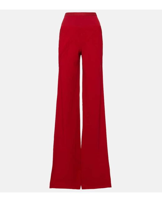 Rick Owens Red Crepe Straight Pants