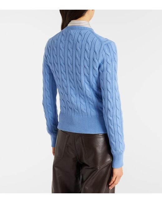 Polo Ralph Lauren Blue Cable-Knit Cotton Cardigan