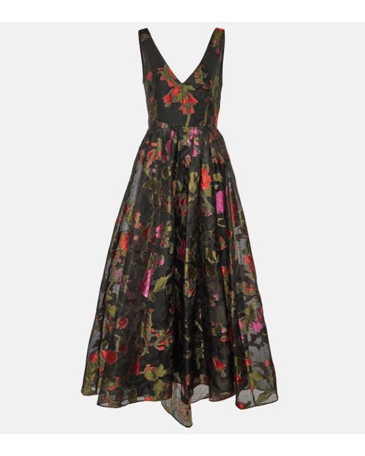 Erdem black cheap floral dress