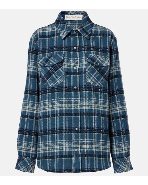 God's True Cashmere Blue Checked Cashmere Shirt