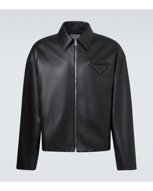 Bottega Veneta Black Leather Jacket for men
