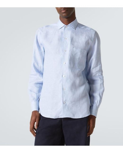 Fedeli Blue Linen Shirt for men