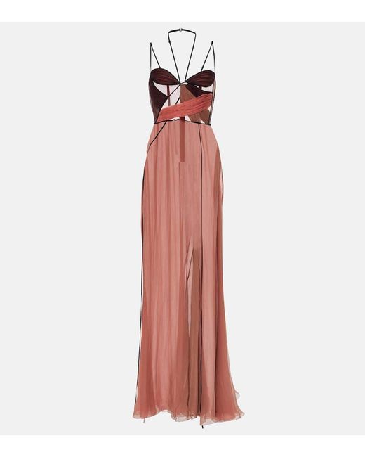 Nensi Dojaka Red Mae Draped Satin Corset Dress