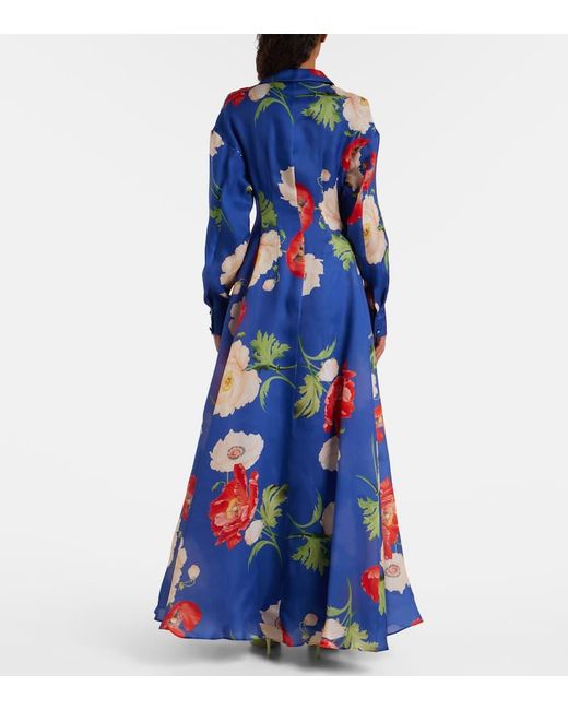 Robe Longue Josephine En Soie A Fleurs LEO LIN en coloris Blue