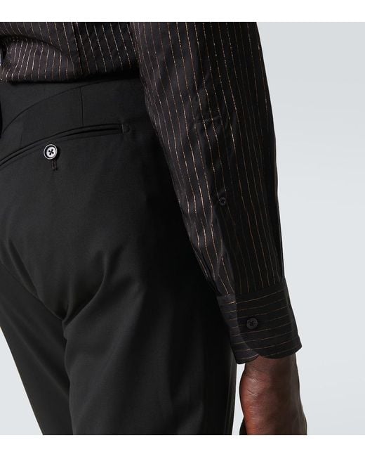 Tom Ford Black Pinstripe Silk Shirt for men