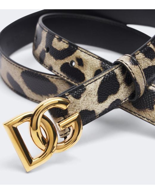 Dolce & Gabbana Brown Dg Leopard-Print Leather Belt