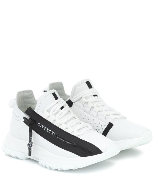 Givenchy Spectre Zipped Perforated Leather Trainers in White/Black ...