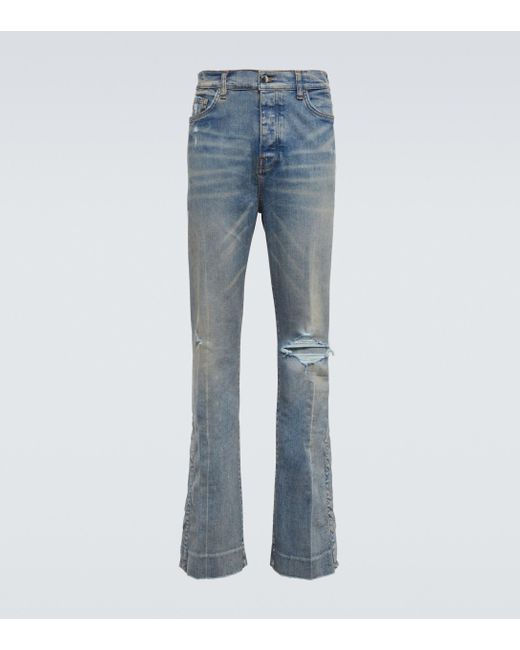 Amiri Denim Distressed Flared Jeans in Blue for Men Lyst UK